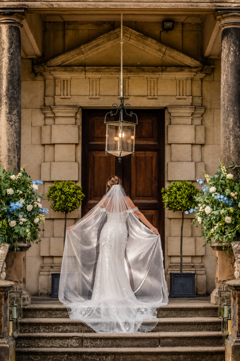 Birdsall House, Malton birdsall house entrance flower decor by wedding florist natasha coustol floral designs malton
