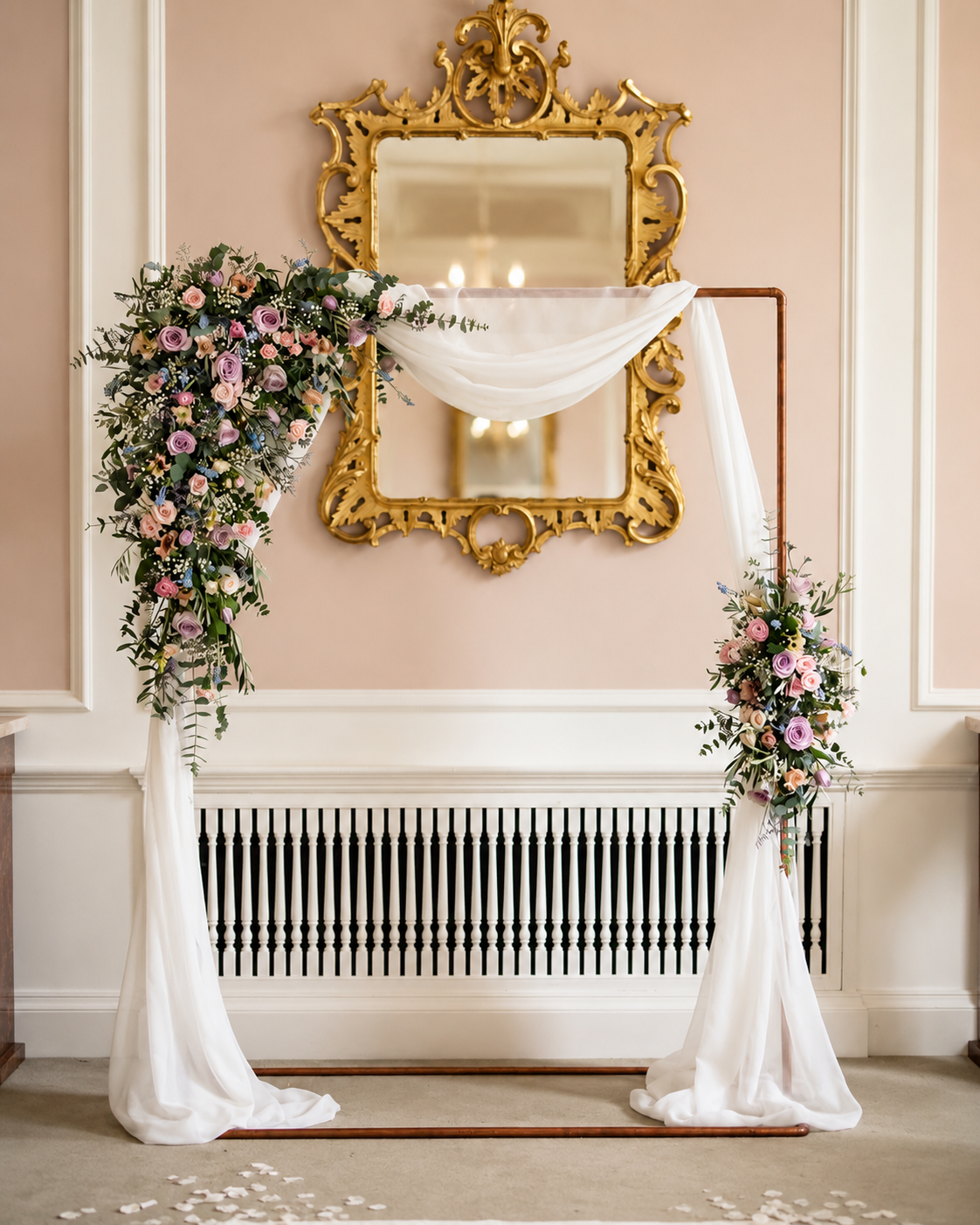 Bowcliffe Hall ceremony decor, arch flowers by natasha coustol floral designs at bowcliffe hall wetherby