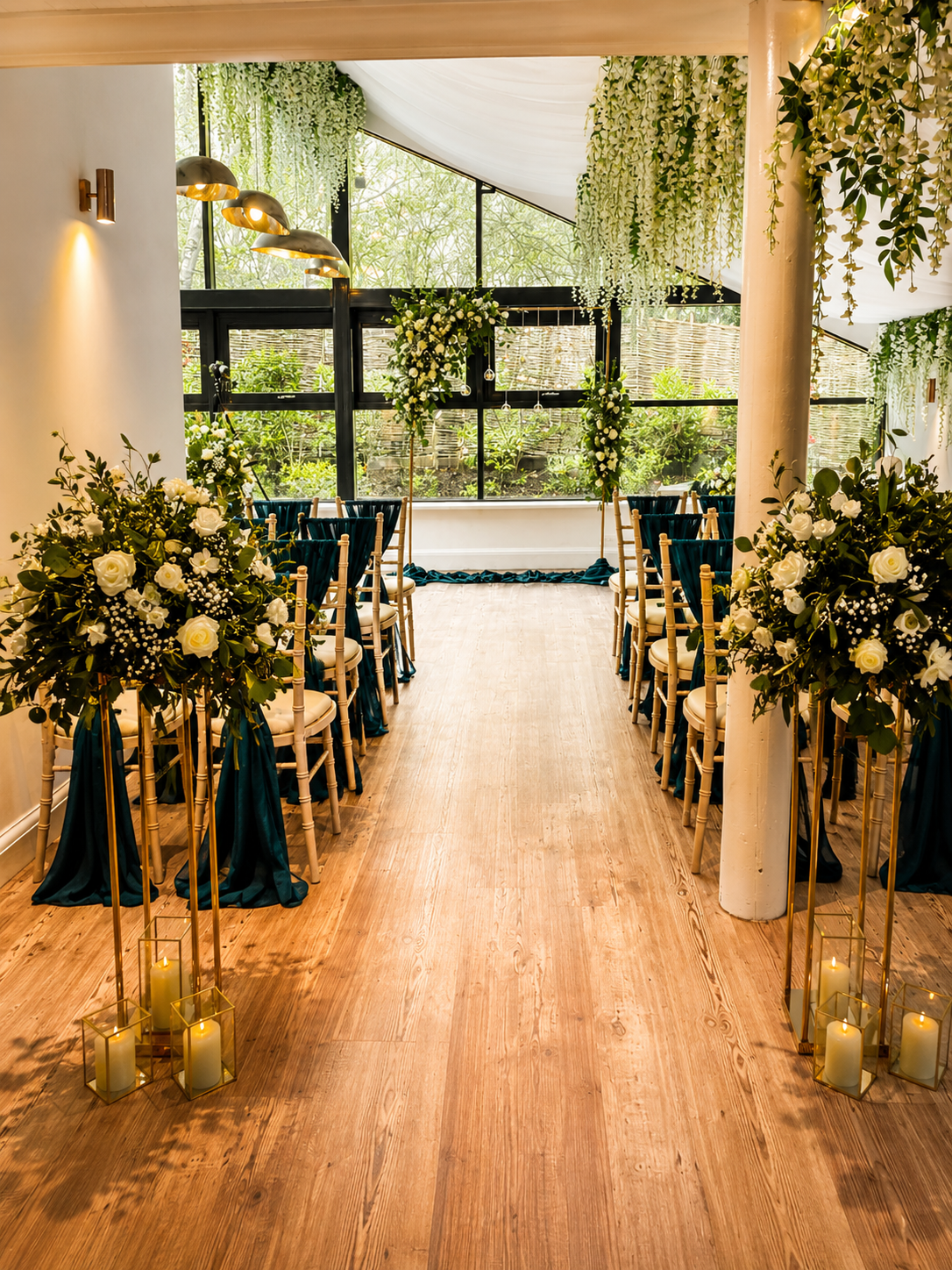 Chevin Country Park Hotel wedding ceremony flowers, wedding florist natasha coustol floral designs at the chevin country park hotel leeds