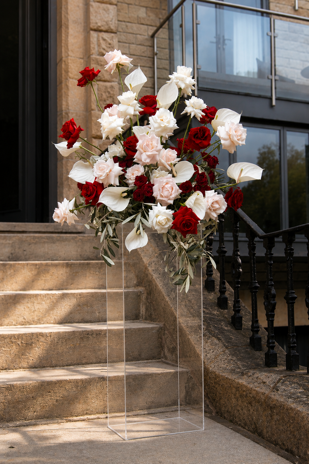 Home Elegant plinth florals for Harrogate wedding venue designed by Natasha Coustol Floral Designs