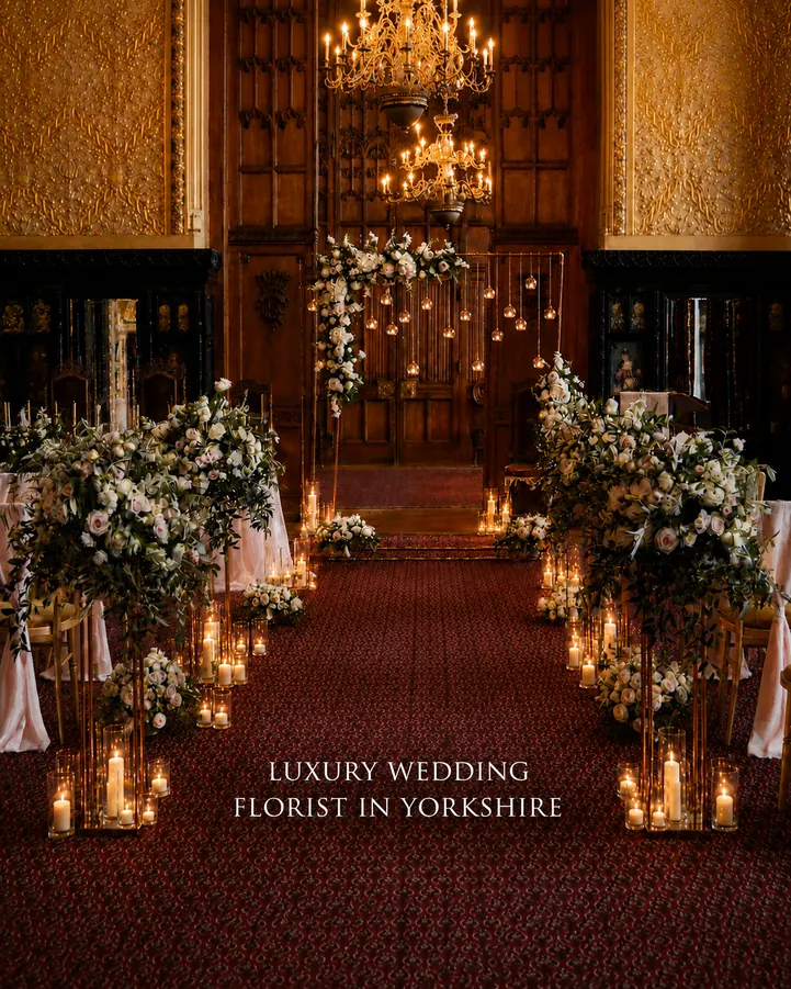 Luxury wedding flowers and floral stylimg at Carlton Towers in Yorkshire