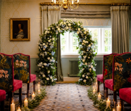 Home devonshire arms wedding florist arch flowers elegant designs