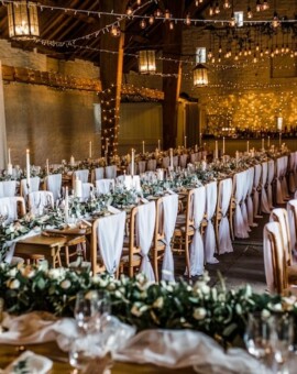 Home east Riddlesden wedding florist creates stunning candle and floral runner set up
