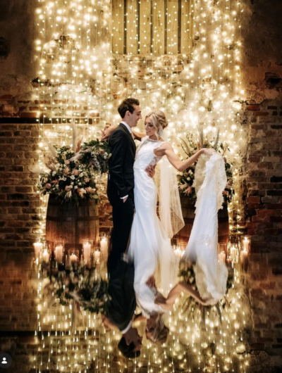 Alexandra Bell showcasing her wedding flowers at The Normans, York