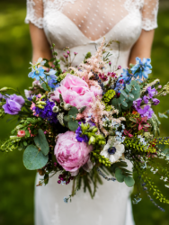 summer country garden wildflower peony bouquet by yorkshire wedding florist