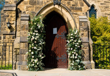 church flowers, floral pillars leeds weddings