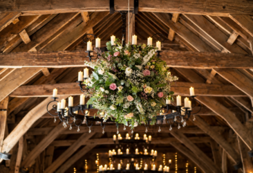flower bomb installation tithe barn wedding florist