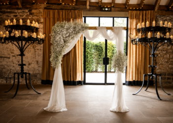 gypsophila wedding arch tithe barn wedding florist skip ton