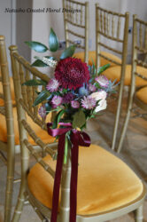 the mansion wedding florist, roundhay chair flowers burgundy