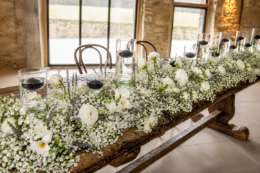 tithe barn compact gypsophila white wedding florist skipton